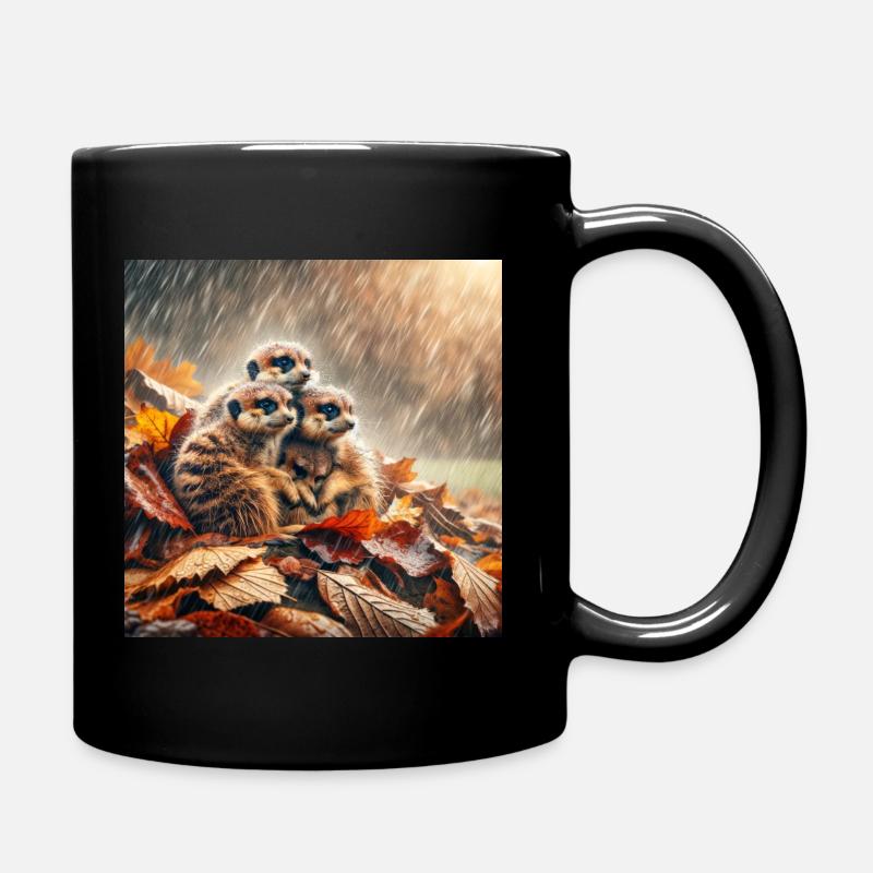Herbstwetter bei Erdmännchens - Tasse einfarbig - Schwarz