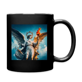 Engel mit Schwert - Tasse einfarbig - Schwarz - Rechts