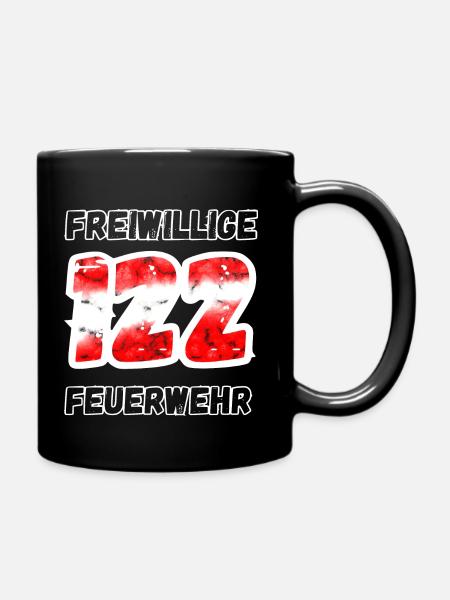 Feuerwehr 122 - Tasse einfarbig - Schwarz
