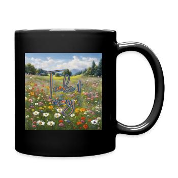 Blumenwiese "Take it easy" - Tasse einfarbig - Schwarz - Rechts