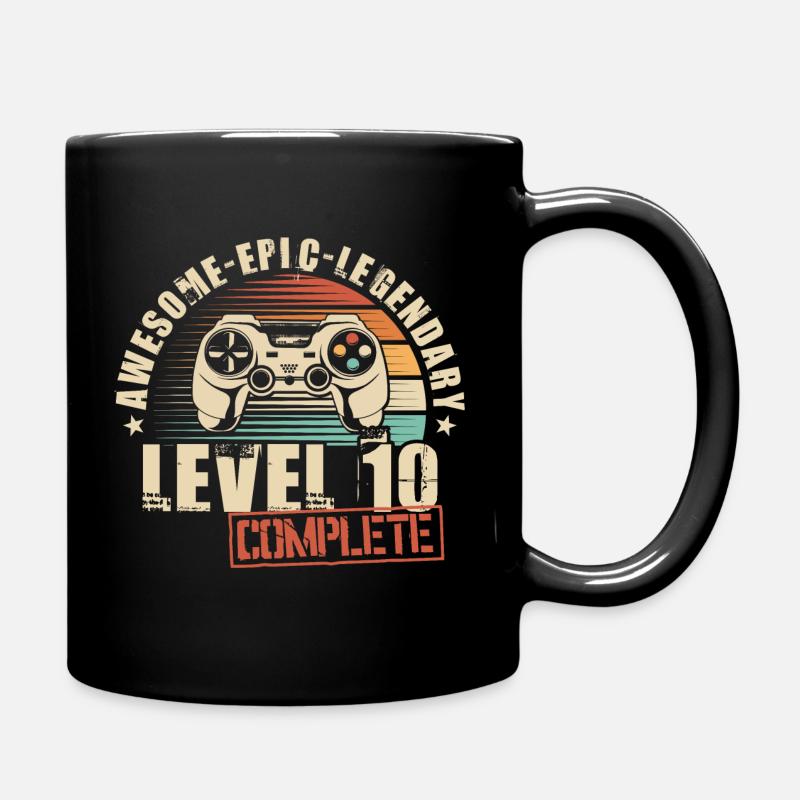 10e anniversaire Gamer 10 ans Niveau 10 Complet - Mug uni - noir