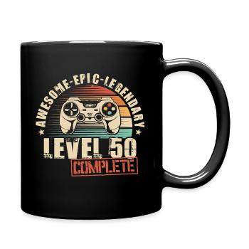 50. Geburtstag Gamer 50 Jahre Level 50 Complete - Tasse einfarbig - Schwarz - Rechts