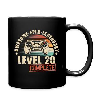 20. Geburtstag Gamer 20 Jahre Level 20 Complete - Tasse einfarbig - Schwarz - Rechts