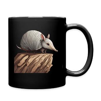 Armadillo on tree trunk - Full Colour Mug - black - Right