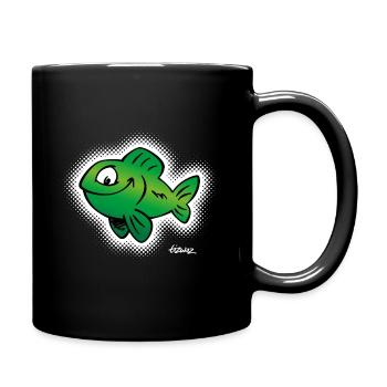 happy raster bw - Tasse einfarbig - Schwarz - Rechts