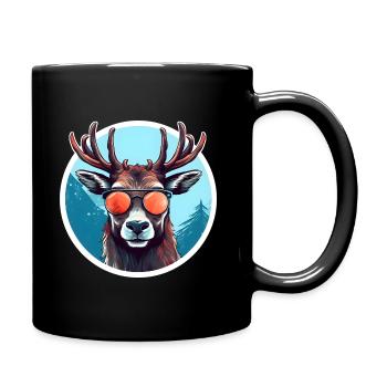 Lustiges Rentier Weihnachtsoutfit - Tasse einfarbig - Schwarz - Rechts