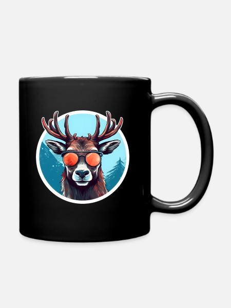 Lustiges Rentier Weihnachtsoutfit - Tasse einfarbig - Schwarz