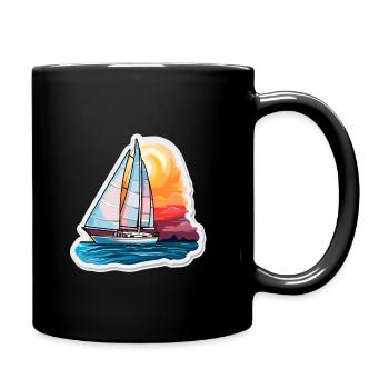 Voilier - illustration - Mug uni - noir - Droite