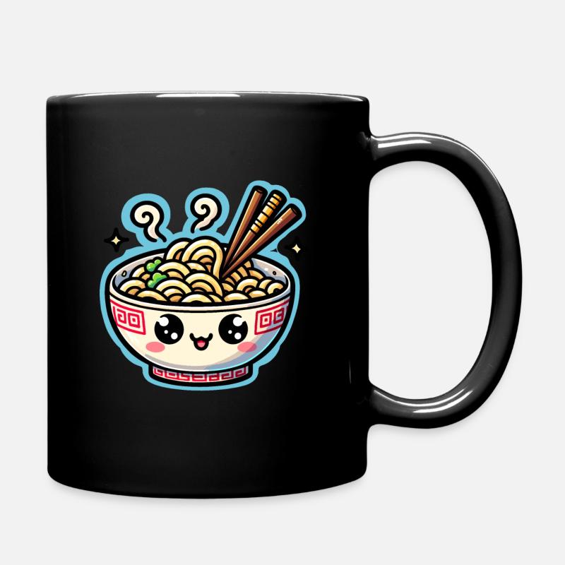Cute Kawaii Ramen Bowl - Full Colour Mug - black