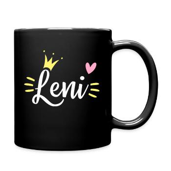 Leni Name Krone - Tasse einfarbig - Schwarz - Rechts