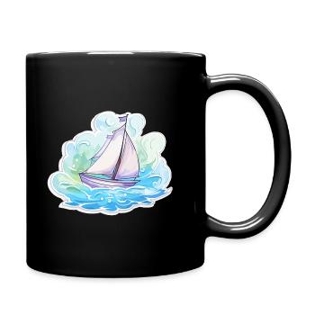Voilier - illustration - Mug uni - noir - Droite