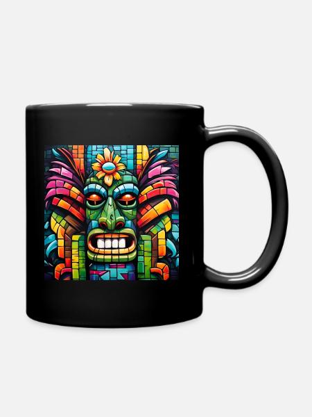Tiki Mosaik - Tasse einfarbig - Schwarz