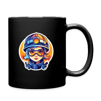 Dessin de pompier - Mug uni - noir - Droite
