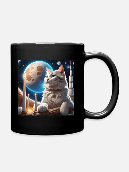 Chat au clair de lune - Mug uni - noir