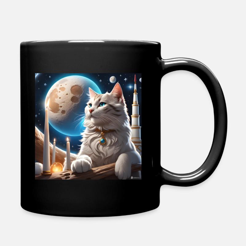 Katze im Mondlicht - Tasse einfarbig - Schwarz