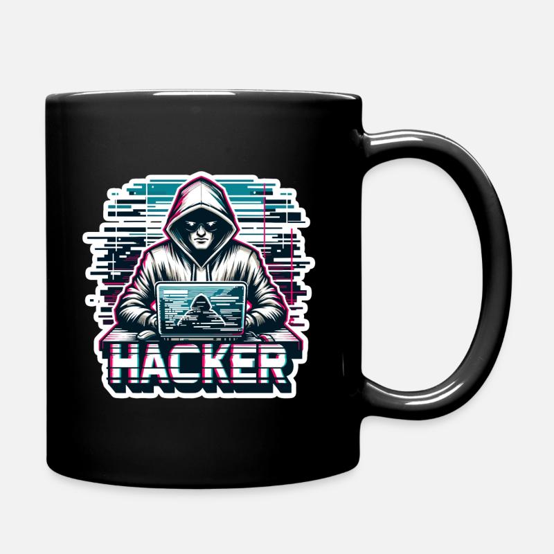 Hacker - Illustration - Full Colour Mug - black