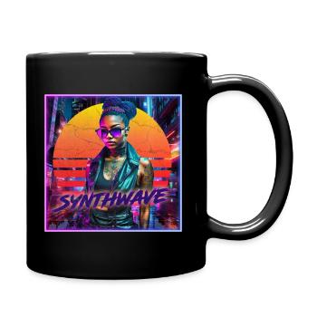 Fille Néon Synthwave - Mug uni - noir - Droite