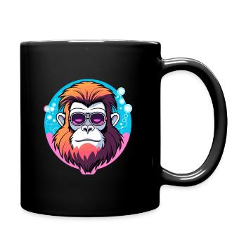 Affe Illustration - Tasse einfarbig - Schwarz - Rechts