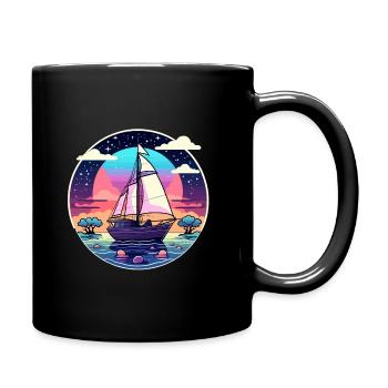Illustration de voilier - Mug uni - noir - Droite