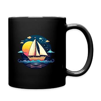 Illustration de voilier - Mug uni - noir - Droite