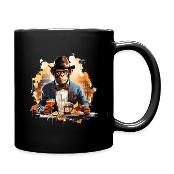 Cool business monkey with drink chimpanzee - Full Colour Mug - black - Right