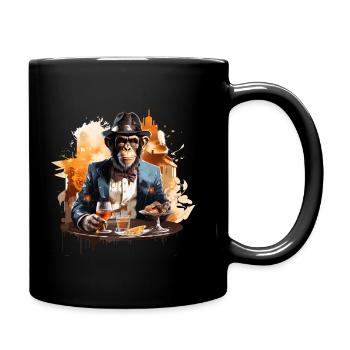 Cool business monkey with drink chimpanzee animals - Full Colour Mug - black - Right