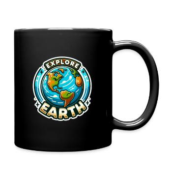 Explore Earth - Erde Illustration - Tasse einfarbig - Schwarz - Rechts