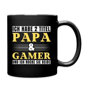 Ich habe 2 Titel Papa und Gamer - Tasse einfarbig - Schwarz - Rechts