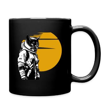Astronauten-Katze - Tasse einfarbig - Schwarz - Rechts