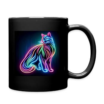 Neon Katze - Tasse einfarbig - Schwarz - Rechts