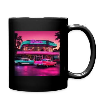 Us Cars Diner 50‘ Vintage Retro - Tasse einfarbig - Schwarz - Rechts