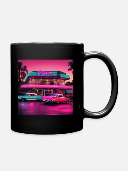 Us Cars Diner 50' Vintage Rétro - Mug uni - noir