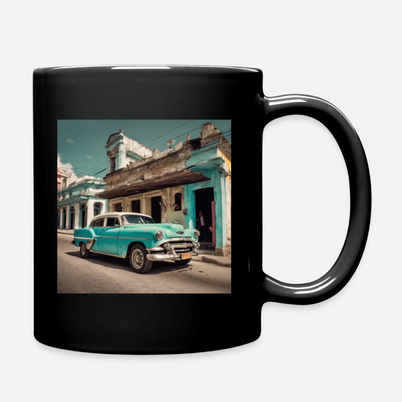 Cuba Retro Oldschool Us Car - Full Colour Mug - black