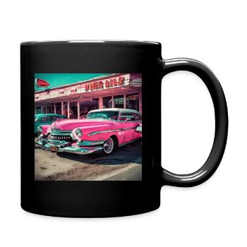Vintage Us Car Diner Retro - Tasse einfarbig - Schwarz - Rechts