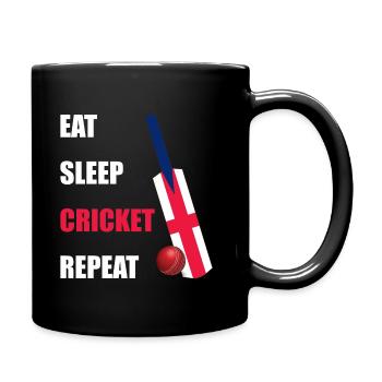 Eat Sleep Cricket Repeat England Flag Cricket Bat - Full Colour Mug - black - Right