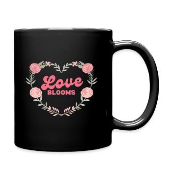 Valentine's Day Love Blooms Flowers - Full Colour Mug - black - Right