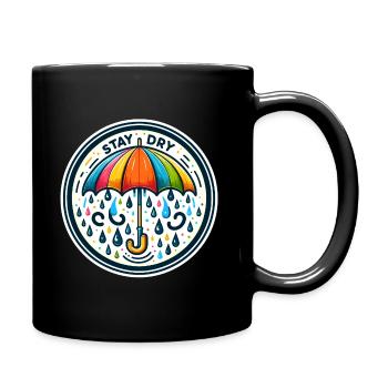 Stay Dry - Regenschirm Illustration - Tasse einfarbig - Schwarz - Rechts