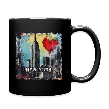 New York, retro, vintage - Valentine's Day - Full Colour Mug - black - Right