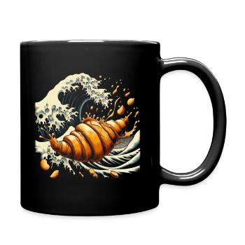 Französische Croissant Kunst - Lustiges Geschenk - Tasse einfarbig - Schwarz - Rechts