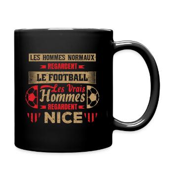 les vrais hommes regardent NICE fans club de foot - Mug uni - noir - Droite