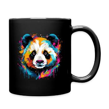 Bunter Panda Farbkleckse Farbspritzer - Tasse einfarbig - Schwarz - Rechts