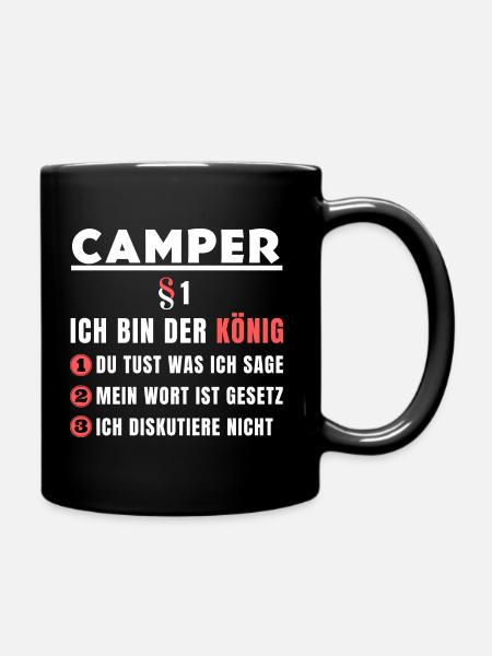 Camper Geschenk - Ich bin der König - Tasse einfarbig - Schwarz