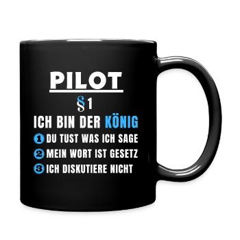 Cadeau de pilote - je suis le roi - Mug uni - noir - Droite