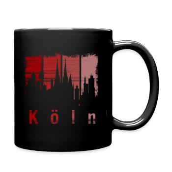 Köln Skyline Schriftzug - Tasse einfarbig - Schwarz - Rechts