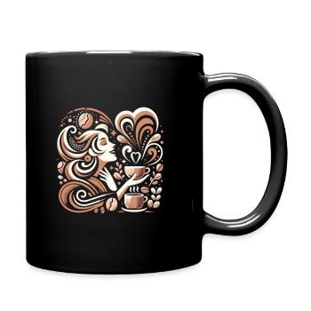 Sie liebt den Kaffee - Tasse einfarbig - Schwarz - Rechts