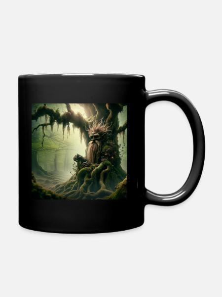 Troll im Baum - Tasse einfarbig - Schwarz