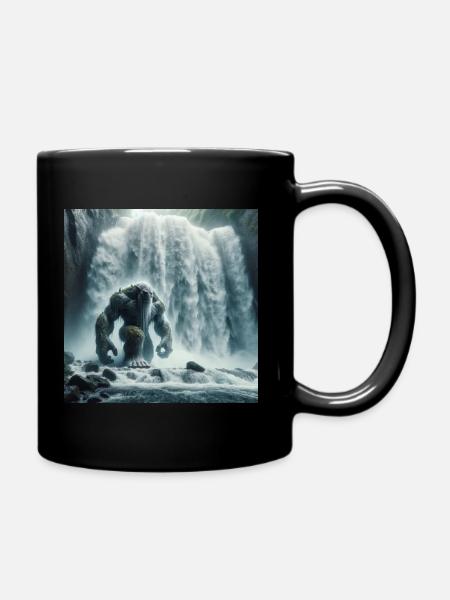 Troll im Wasserfall - Tasse einfarbig - Schwarz