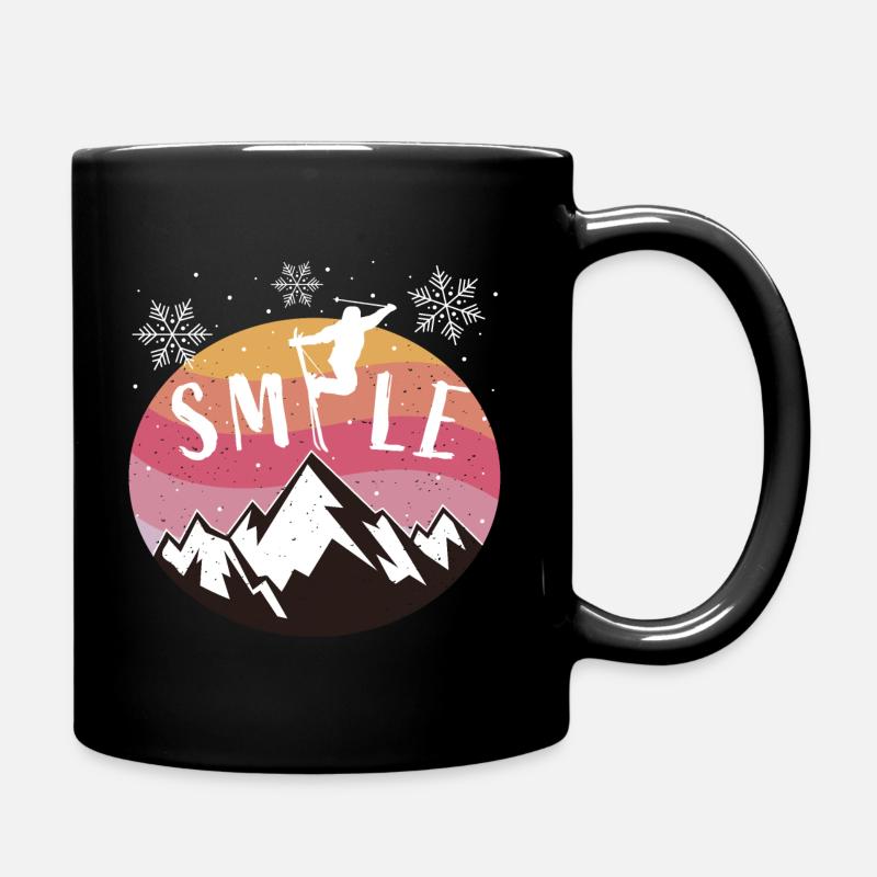 "Smile" Skifahren Berge Skiurlaub Ski - Tasse einfarbig - Schwarz