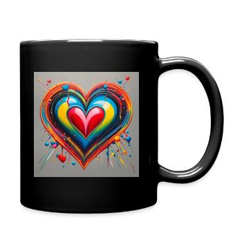 Ein strahlendes Herz - Tasse einfarbig - Schwarz - Rechts