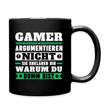 Gamers don't argue - Full Colour Mug - black - Right
